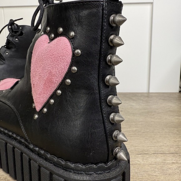 La Moda Dolls Kill Cross your Heart Chunky Creeper Ankle Boots Platform Size 9 - Picture 7 of 10